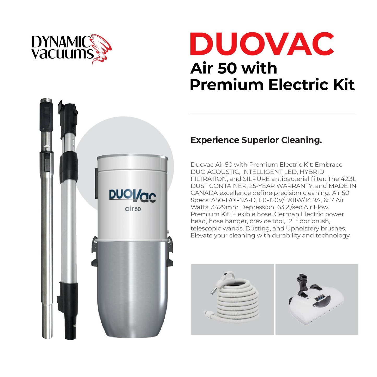 Duovac Air 50 with Premium Electric Kit