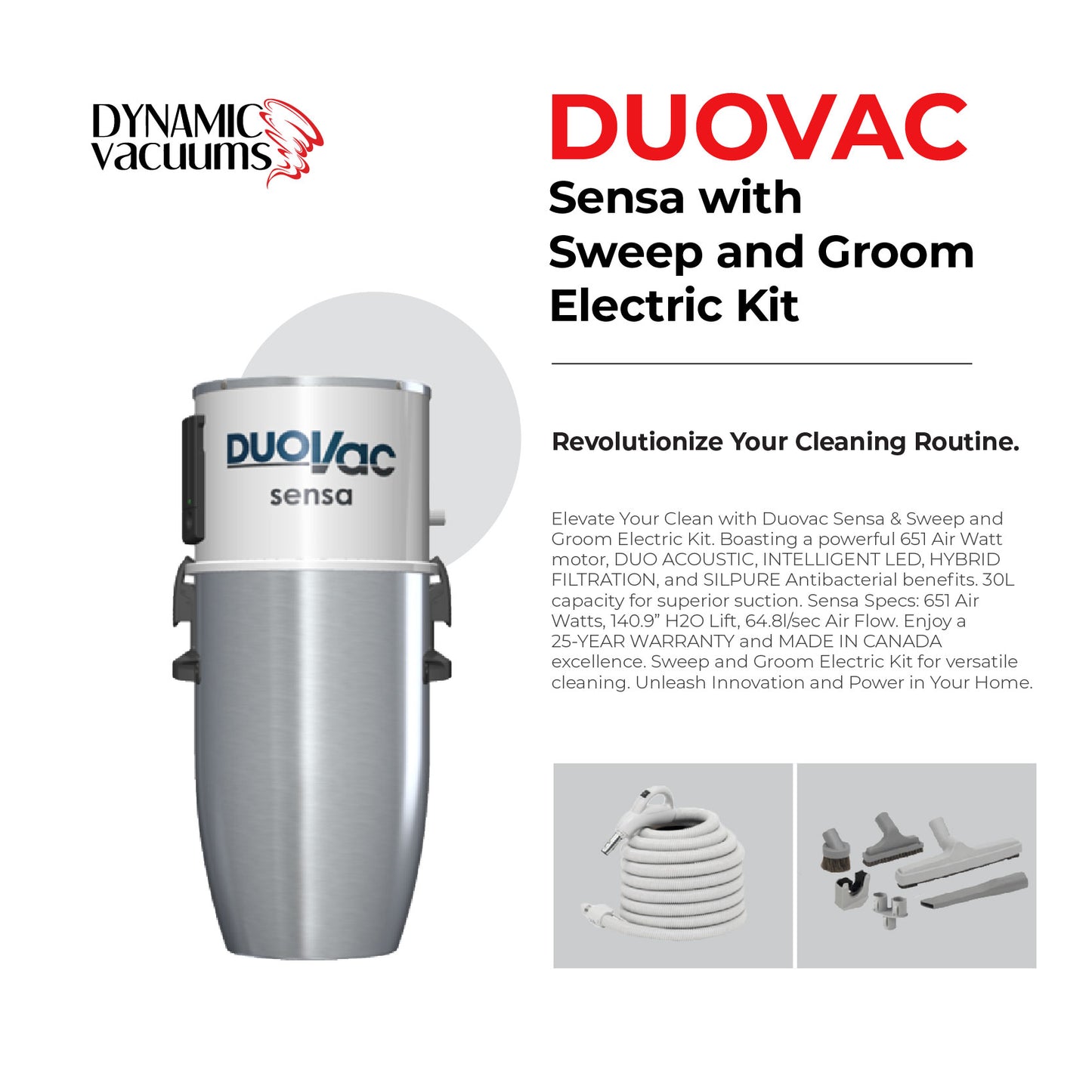 Duovac Sensa with Sweep and Groom Electric Kit
