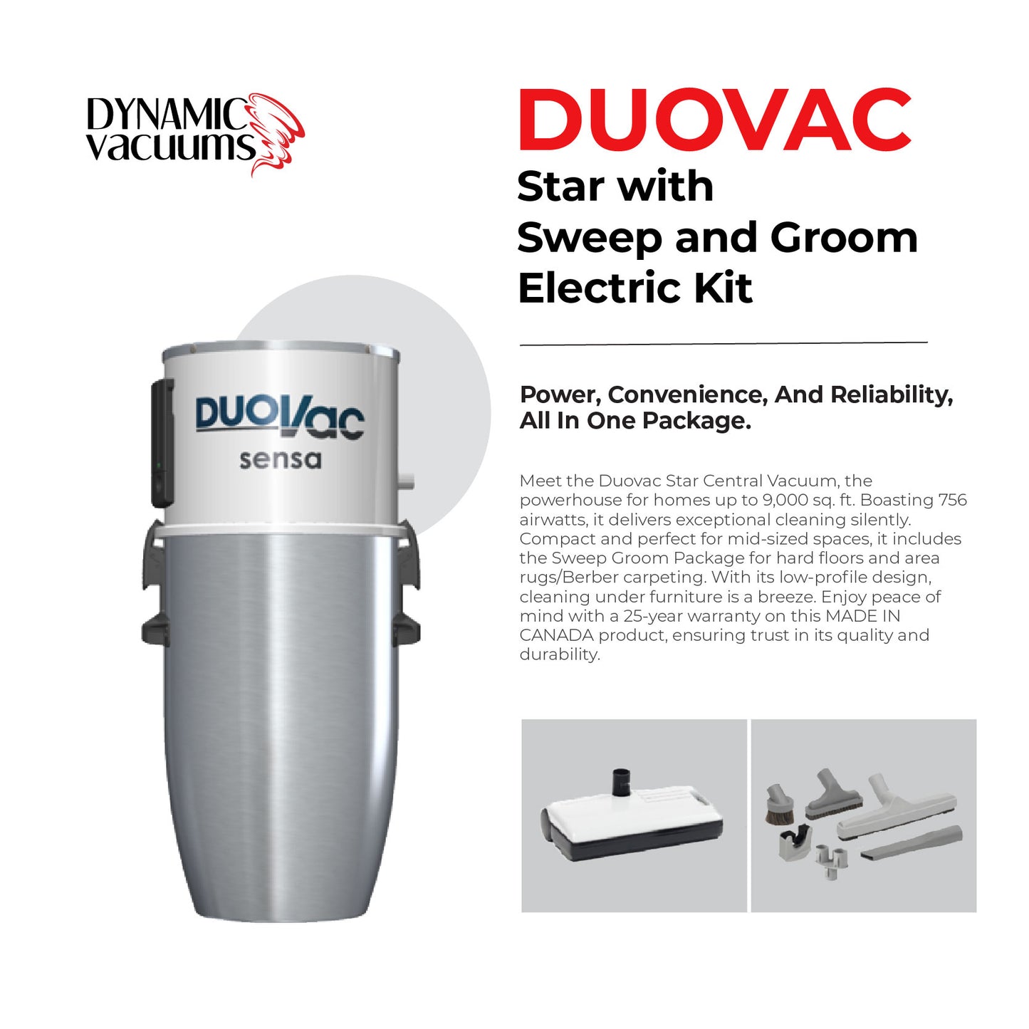Duovac Star with Sweep and Groom Electric Kit