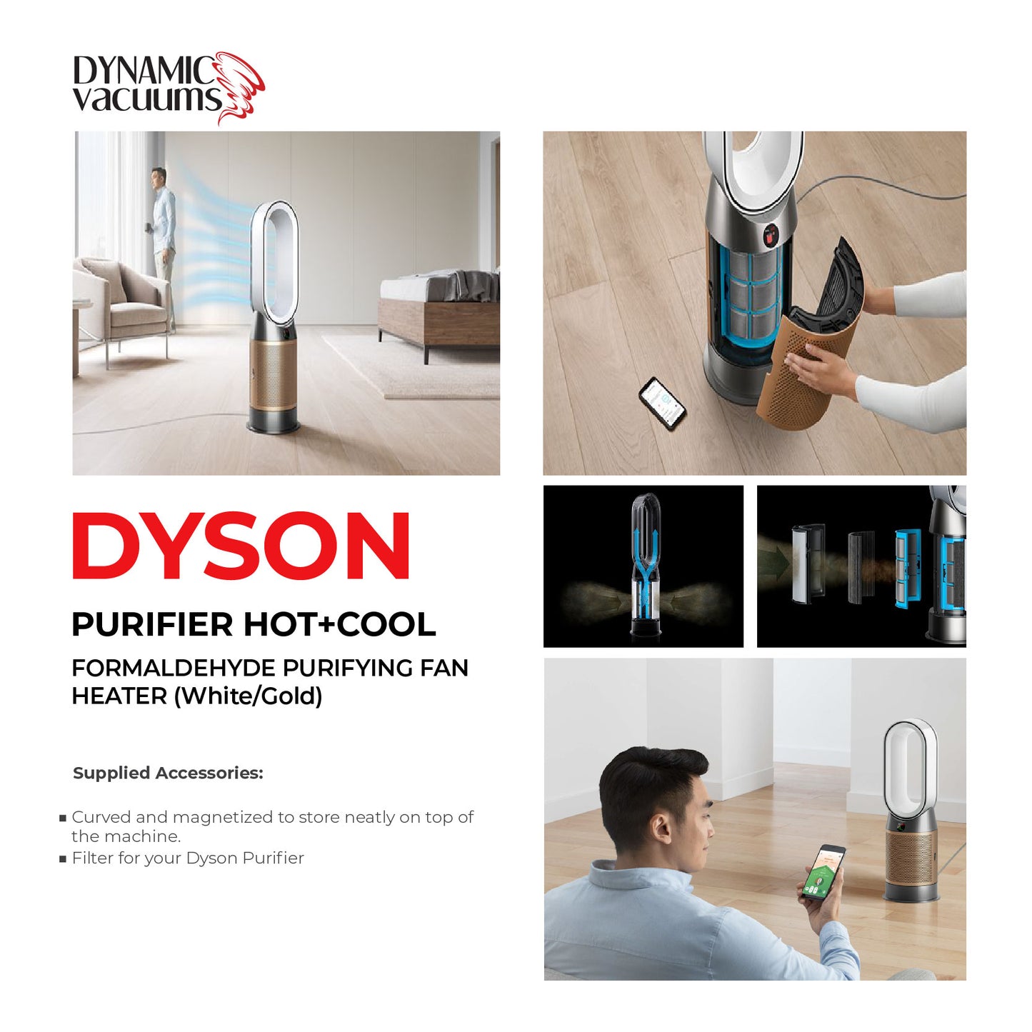 Dyson Purifier Hot+Cool Formaldehyde Purifying Fan Heater (White/Gold)