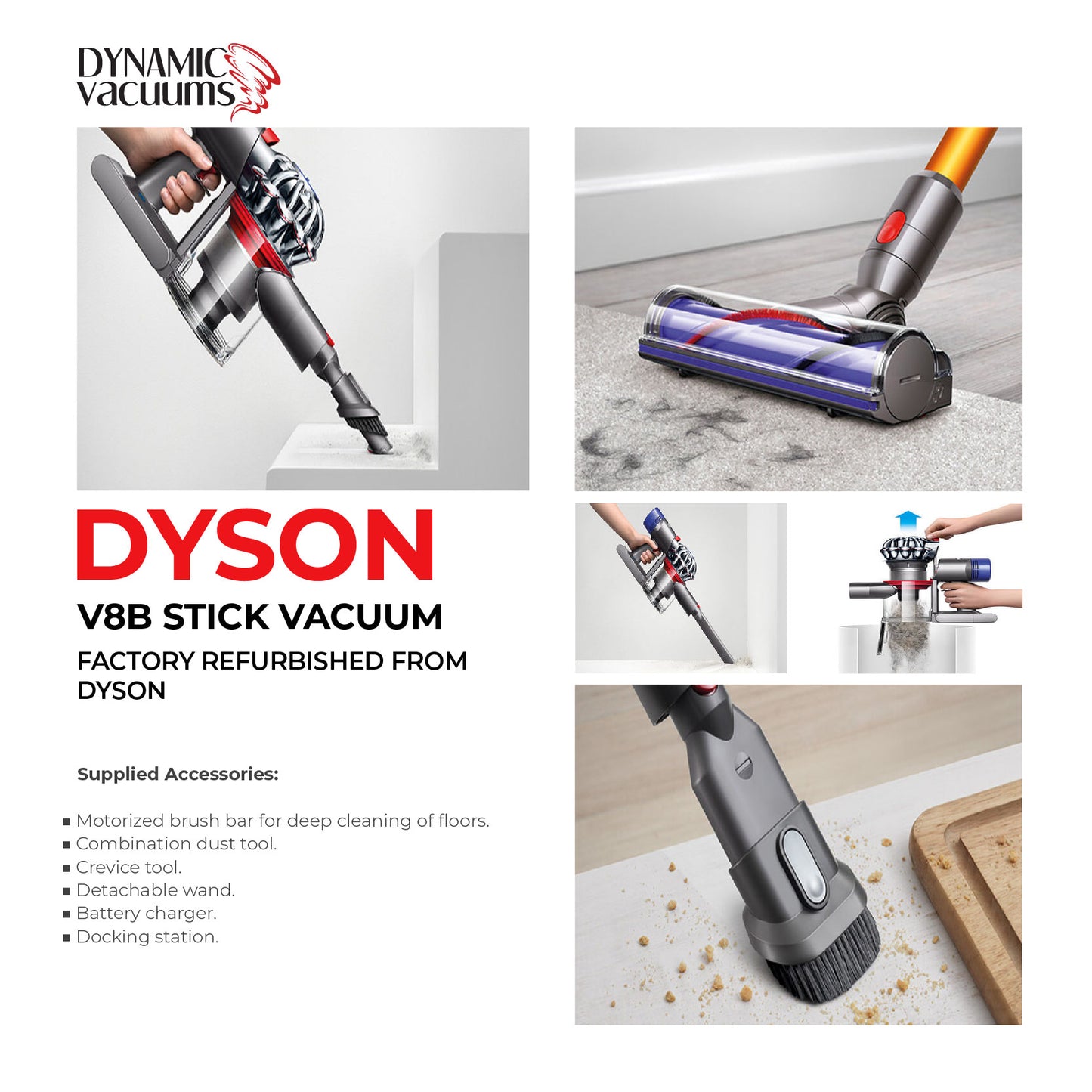 Dyson V8B Stick Vacuum - Factory Refurbished