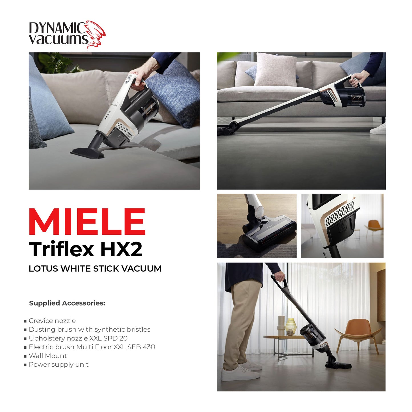 Miele Triflex HX2 Lotus White Stick Vacuum