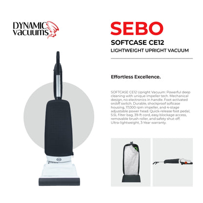 SEBO SOFTCASE CE12 Lightweight Upright Vacuum