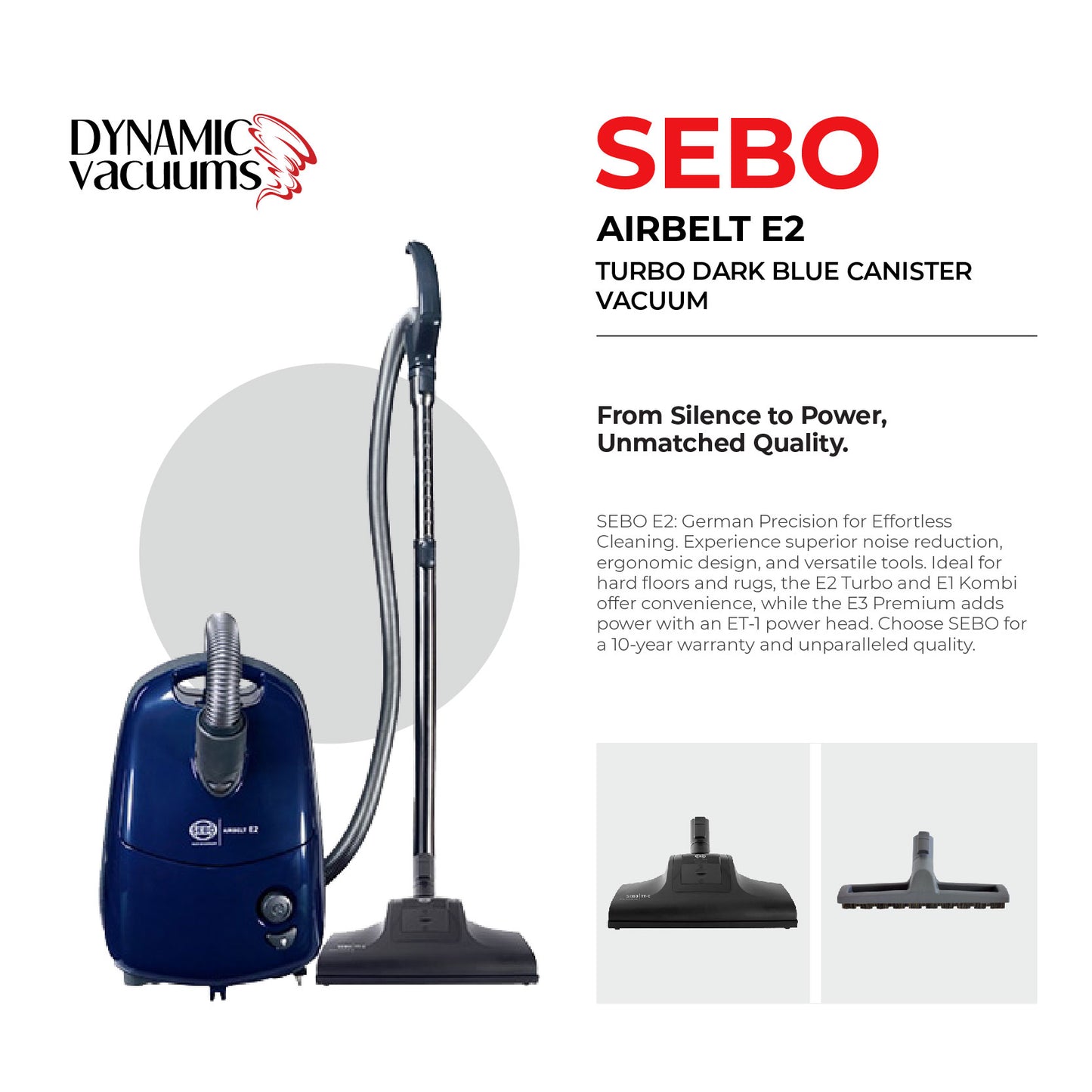 Sebo Airbelt E2 Turbo Dark Blue Canister Vacuum