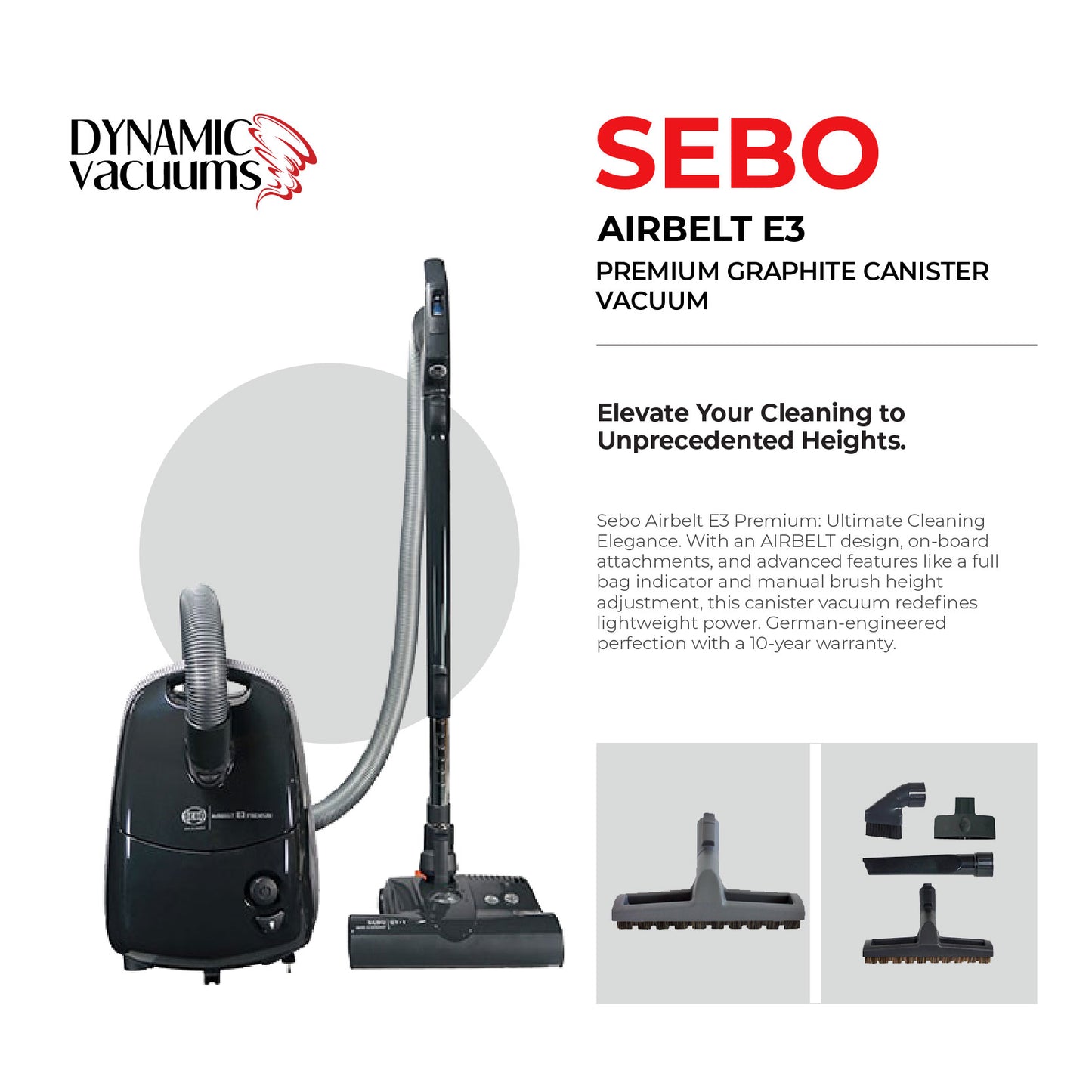 Sebo Airbelt E3 Premium Graphite Canister Vacuum