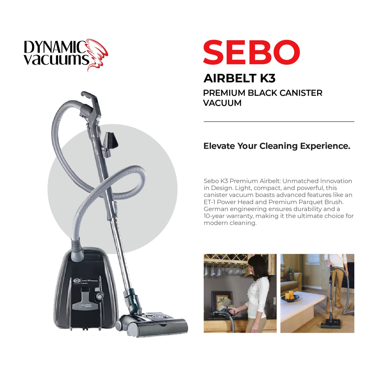 Sebo Airbelt K3 Premium Black Canister Vacuum