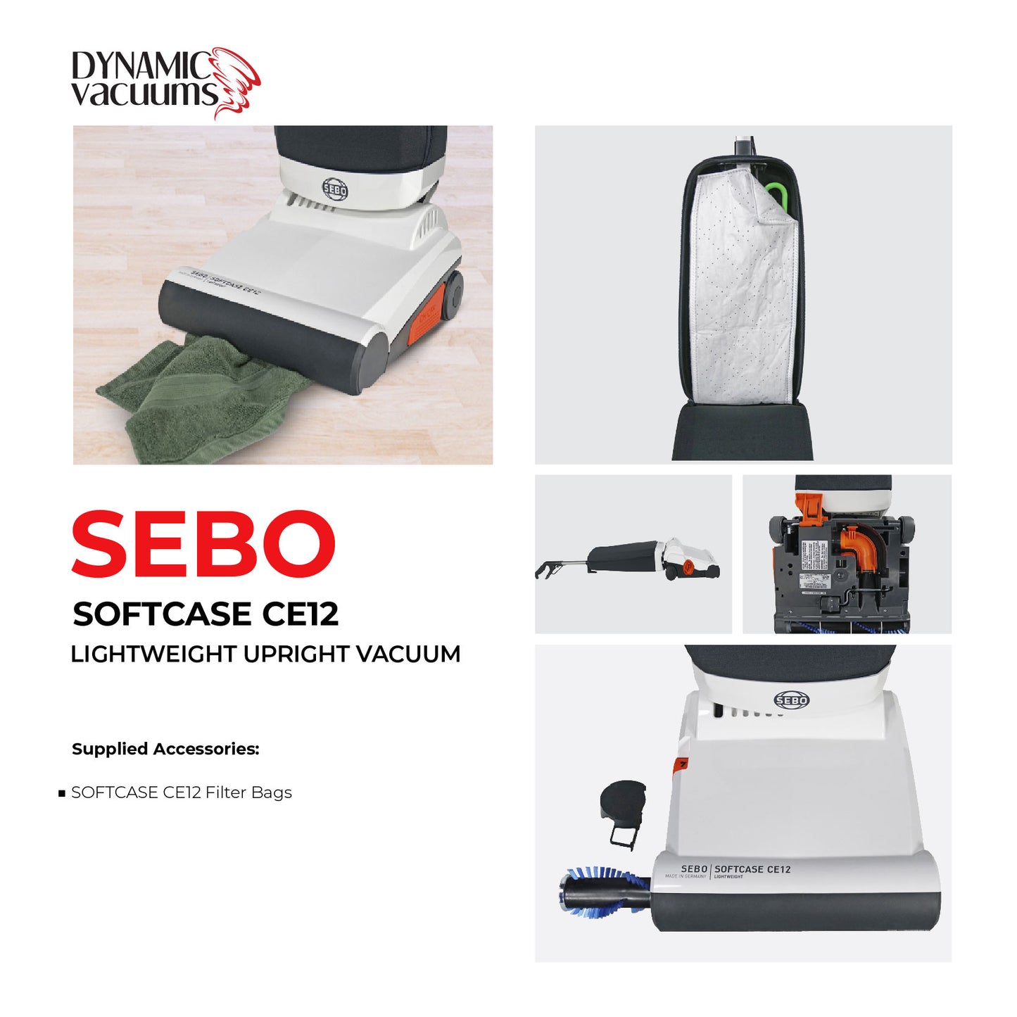 SEBO SOFTCASE CE12 Lightweight Upright Vacuum